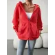 Drawstring Zipper Long Sleeves Loose Hooded Outerwear Jackets Drawstring Zipper Long Sleeves Loose Hooded Outerwear Jackets