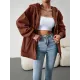 Drawstring Zipper Long Sleeves Loose Hooded Outerwear Jackets Drawstring Zipper Long Sleeves Loose Hooded Outerwear Jackets
