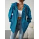 Drawstring Zipper Long Sleeves Loose Hooded Outerwear Jackets Drawstring Zipper Long Sleeves Loose Hooded Outerwear Jackets