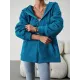Drawstring Zipper Long Sleeves Loose Hooded Outerwear Jackets Drawstring Zipper Long Sleeves Loose Hooded Outerwear Jackets