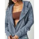 Zipper Long Sleeves Loose Hooded Outerwear Jackets Zipper Long Sleeves Loose Hooded Outerwear Jackets