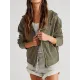 Zipper Long Sleeves Loose Hooded Outerwear Jackets Zipper Long Sleeves Loose Hooded Outerwear Jackets