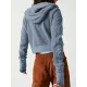 Zipper Long Sleeves Loose Hooded Outerwear Jackets Zipper Long Sleeves Loose Hooded Outerwear Jackets