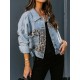 Leopard Split-Joint Long Sleeves Loose Lapel Outerwear Jackets Leopard Split-Joint Long Sleeves Loose Lapel Outerwear Jackets