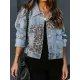 Leopard Split-Joint Long Sleeves Loose Lapel Outerwear Jackets Leopard Split-Joint Long Sleeves Loose Lapel Outerwear Jackets