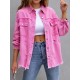 Fringed Pockets Long Sleeves Loose Lapel Outerwear Fringed Pockets Long Sleeves Loose Lapel Outerwear