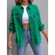 Fringed Pockets Long Sleeves Loose Lapel Outerwear Fringed Pockets Long Sleeves Loose Lapel Outerwear