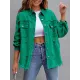 Fringed Pockets Long Sleeves Loose Lapel Outerwear Fringed Pockets Long Sleeves Loose Lapel Outerwear