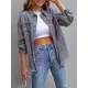 Fringed Pockets Long Sleeves Loose Lapel Outerwear Fringed Pockets Long Sleeves Loose Lapel Outerwear