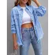 Fringed Pockets Long Sleeves Loose Lapel Outerwear Fringed Pockets Long Sleeves Loose Lapel Outerwear