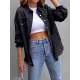 Fringed Pockets Long Sleeves Loose Lapel Outerwear Fringed Pockets Long Sleeves Loose Lapel Outerwear