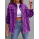 Fringed Pockets Long Sleeves Loose Lapel Outerwear Fringed Pockets Long Sleeves Loose Lapel Outerwear