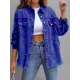 Fringed Pockets Long Sleeves Loose Lapel Outerwear Fringed Pockets Long Sleeves Loose Lapel Outerwear