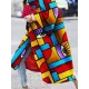 Long Sleeves Figure Printed Lapel Woolen Coat