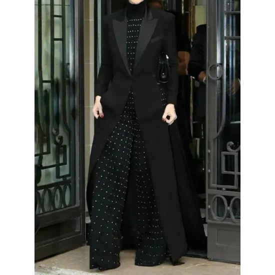 Long Sleeves Split-Joint Split-Side Notched Collar Blazer Outerwear Long Sleeves Split-Joint Split-Side Notched Collar Blazer Outerwear