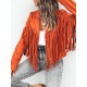 Solid Color Split-Joint Tasseled Long Sleeves Notched Collar Jackets Solid Color Split-Joint Tasseled Long Sleeves Notched Collar Jackets