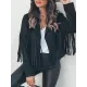 Solid Color Split-Joint Tasseled Long Sleeves Notched Collar Jackets Solid Color Split-Joint Tasseled Long Sleeves Notched Collar Jackets