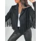 Solid Color Split-Joint Tasseled Long Sleeves Notched Collar Jackets Solid Color Split-Joint Tasseled Long Sleeves Notched Collar Jackets