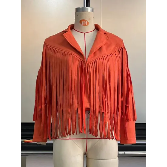 Solid Color Split-Joint Tasseled Long Sleeves Notched Collar Jackets Solid Color Split-Joint Tasseled Long Sleeves Notched Collar Jackets