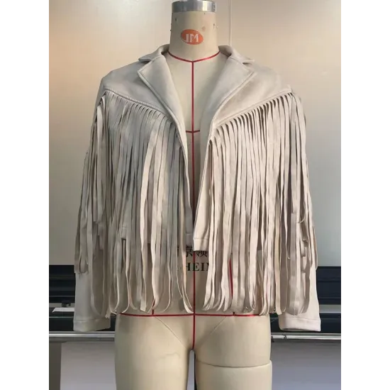 Solid Color Split-Joint Tasseled Long Sleeves Notched Collar Jackets Solid Color Split-Joint Tasseled Long Sleeves Notched Collar Jackets
