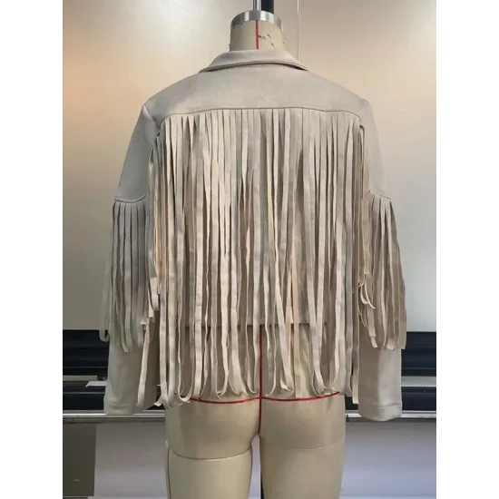 Solid Color Split-Joint Tasseled Long Sleeves Notched Collar Jackets Solid Color Split-Joint Tasseled Long Sleeves Notched Collar Jackets