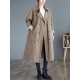 Buttoned Pockets Long Sleeves Loose Notched Collar Trench Coats Buttoned Pockets Long Sleeves Loose Notched Collar Trench Coats