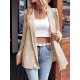 Solid Color Long Sleeves Loose Collarless Outerwear Solid Color Long Sleeves Loose Collarless Outerwear