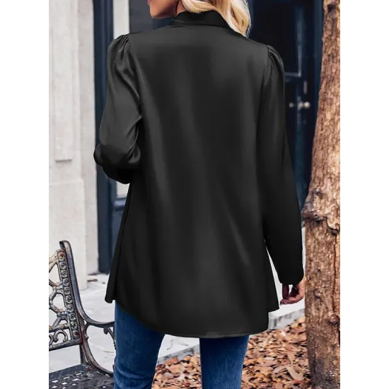 Solid Color Long Sleeves Loose Collarless Outerwear Solid Color Long Sleeves Loose Collarless Outerwear