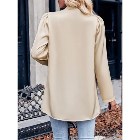 Solid Color Long Sleeves Loose Collarless Outerwear Solid Color Long Sleeves Loose Collarless Outerwear