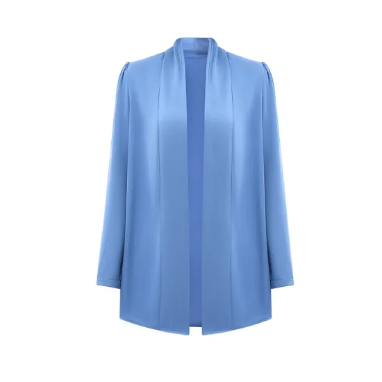 Solid Color Long Sleeves Loose Collarless Outerwear Solid Color Long Sleeves Loose Collarless Outerwear
