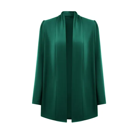 Solid Color Long Sleeves Loose Collarless Outerwear Solid Color Long Sleeves Loose Collarless Outerwear