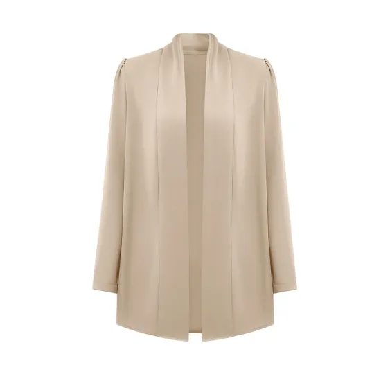 Solid Color Long Sleeves Loose Collarless Outerwear Solid Color Long Sleeves Loose Collarless Outerwear