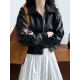 Solid Color Zipper Long Sleeves Loose Lapel Collar Outerwear Jackets&Coats Solid Color Zipper Long Sleeves Loose Lapel Collar Outerwear Jackets&Coats