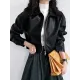 Solid Color Zipper Long Sleeves Loose Lapel Collar Outerwear Jackets&Coats Solid Color Zipper Long Sleeves Loose Lapel Collar Outerwear Jackets&Coats