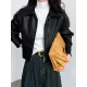 Solid Color Zipper Long Sleeves Loose Lapel Collar Outerwear Jackets&Coats Solid Color Zipper Long Sleeves Loose Lapel Collar Outerwear Jackets&Coats