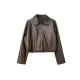 Solid Color Zipper Long Sleeves Loose Lapel Collar Outerwear Jackets&Coats Solid Color Zipper Long Sleeves Loose Lapel Collar Outerwear Jackets&Coats