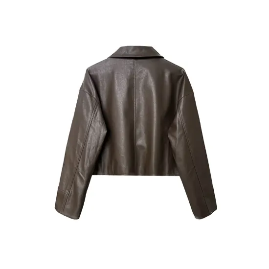 Solid Color Zipper Long Sleeves Loose Lapel Collar Outerwear Jackets&Coats Solid Color Zipper Long Sleeves Loose Lapel Collar Outerwear Jackets&Coats