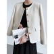 Buttoned Solid Color Long Sleeves Loose Round-Neck Outerwear Buttoned Solid Color Long Sleeves Loose Round-Neck Outerwear