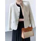 Buttoned Solid Color Long Sleeves Loose Round-Neck Outerwear Buttoned Solid Color Long Sleeves Loose Round-Neck Outerwear
