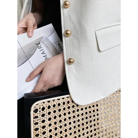 Buttoned Solid Color Long Sleeves Loose Round-Neck Outerwear Buttoned Solid Color Long Sleeves Loose Round-Neck Outerwear