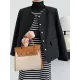 Buttoned Solid Color Long Sleeves Loose Round-Neck Outerwear Buttoned Solid Color Long Sleeves Loose Round-Neck Outerwear