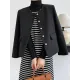 Buttoned Solid Color Long Sleeves Loose Round-Neck Outerwear Buttoned Solid Color Long Sleeves Loose Round-Neck Outerwear
