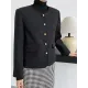 Buttoned Solid Color Long Sleeves Loose Round-Neck Outerwear Buttoned Solid Color Long Sleeves Loose Round-Neck Outerwear