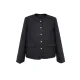Buttoned Solid Color Long Sleeves Loose Round-Neck Outerwear Buttoned Solid Color Long Sleeves Loose Round-Neck Outerwear