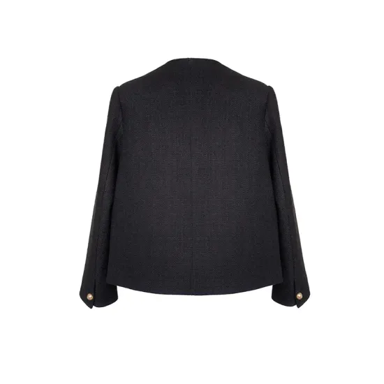 Buttoned Solid Color Long Sleeves Loose Round-Neck Outerwear Buttoned Solid Color Long Sleeves Loose Round-Neck Outerwear