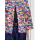 Loose Three-Quarter Sleeves Contrast Color Printed Lapel Collar Outerwear Loose Three-Quarter Sleeves Contrast Color Printed Lapel Collar Outerwear