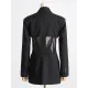 Buckle Gauze See-Through Solid Color Split-Joint Long Sleeves Notched Collar Blazer Buckle Gauze See-Through Solid Color Split-Joint Long Sleeves Notched Collar Blazer
