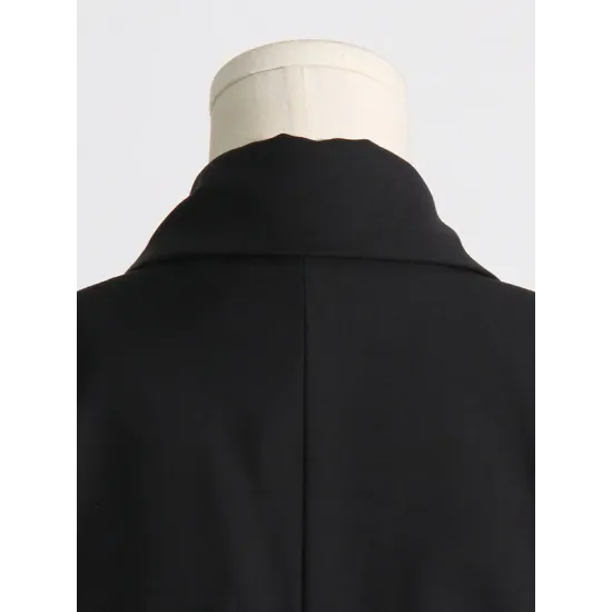 Buckle Gauze See-Through Solid Color Split-Joint Long Sleeves Notched Collar Blazer Buckle Gauze See-Through Solid Color Split-Joint Long Sleeves Notched Collar Blazer