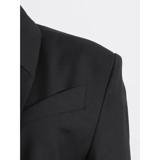 Buckle Gauze See-Through Solid Color Split-Joint Long Sleeves Notched Collar Blazer Buckle Gauze See-Through Solid Color Split-Joint Long Sleeves Notched Collar Blazer