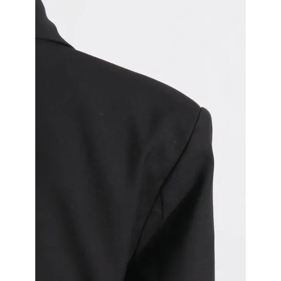 Buckle Gauze See-Through Solid Color Split-Joint Long Sleeves Notched Collar Blazer Buckle Gauze See-Through Solid Color Split-Joint Long Sleeves Notched Collar Blazer